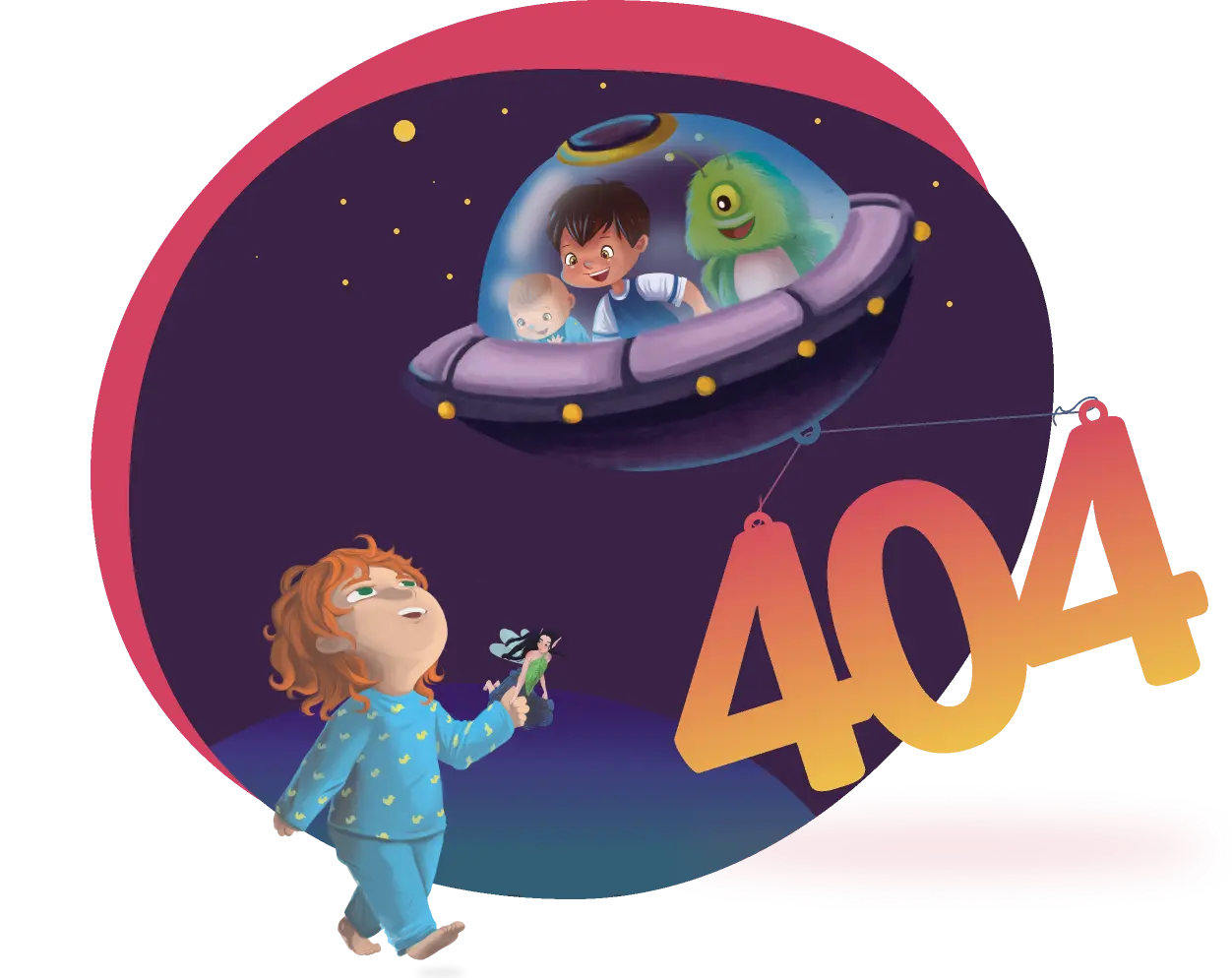 Aliens carrying a 404 sign